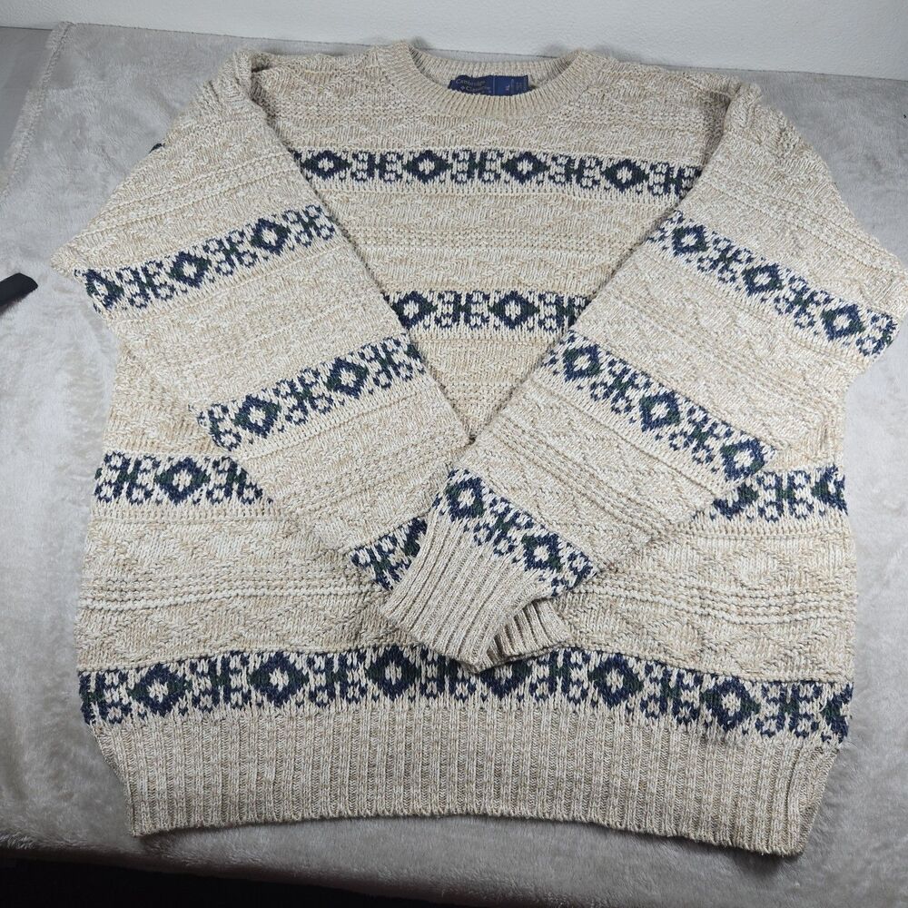Vintage 90s Cambridge Classics Mervyn's Fair Isle Cable Knit Sweater Men's USA